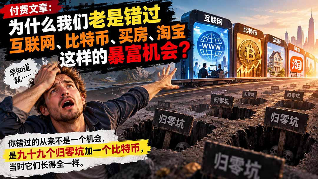 付费文章：为什么我们老是错过互联网、比特币、买 房、淘宝这样的暴富机会？-云创网