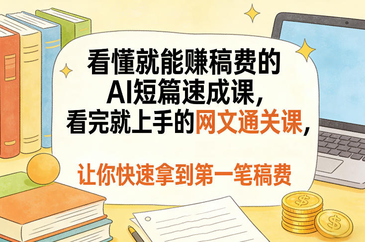 看懂就能賺稿费的AI短篇速成课，看完就上手的网文通关课，让你快速拿到第一笔稿费(更新1008)-云创网