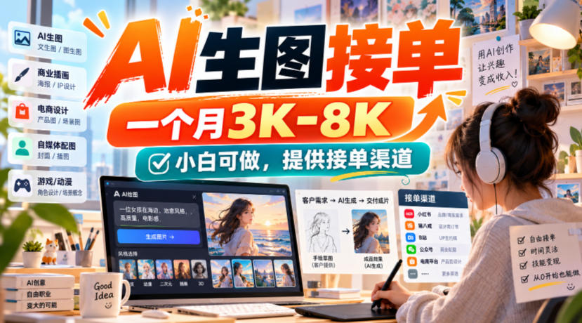AI生图接单，一个月3K-8K，小白可做，提供接单渠道-云创网