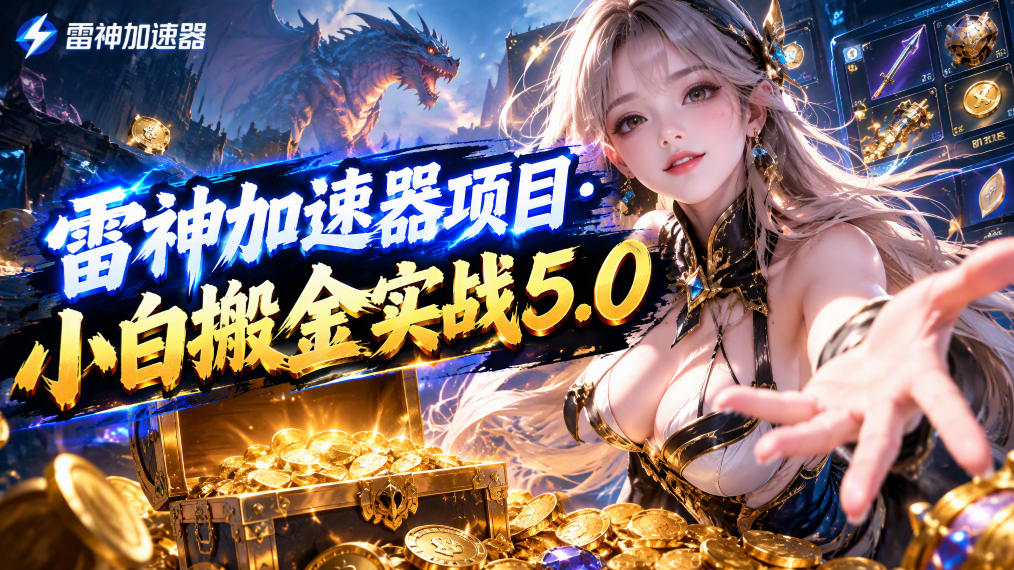 雷神加速器项目·小白搬金实战5.0，抖音W播100-150r，小白入局一天也能几十r-云创网