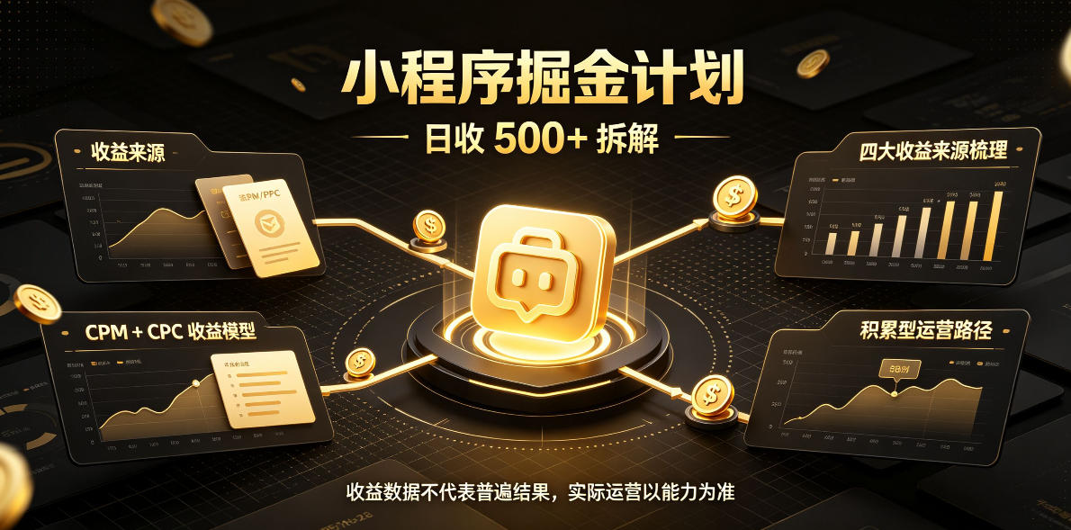 小程序推广计划，日收500+，腾讯官方打款，客户留存率高，收益长期稳定【揭秘】-云创网