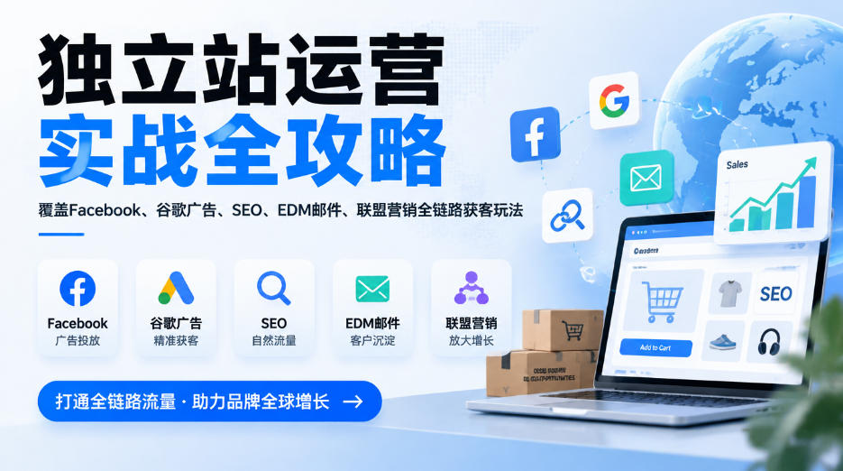 独立站运营实战全攻略，覆盖Facebook、谷歌广告、SEO、EDM邮件、联盟营销全链路获客玩法(更新2026)-云创网