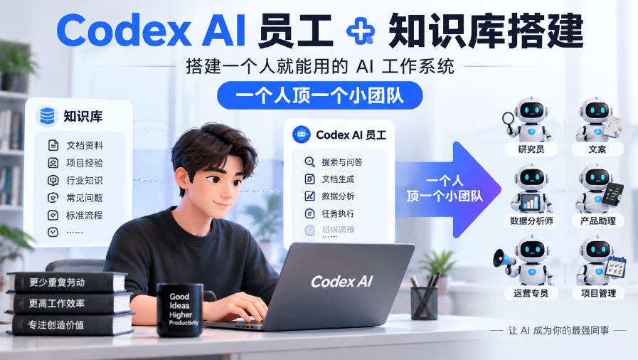 Codex AI员工+知识库搭建，搭建一个人就能用的AI工作系统，一个人顶一个小团队-云创网
