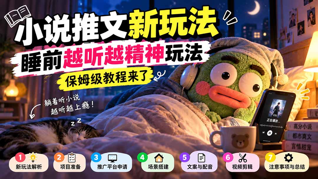 小说推文新玩法，睡前越听越精神玩法，保姆级教程来了-云创网
