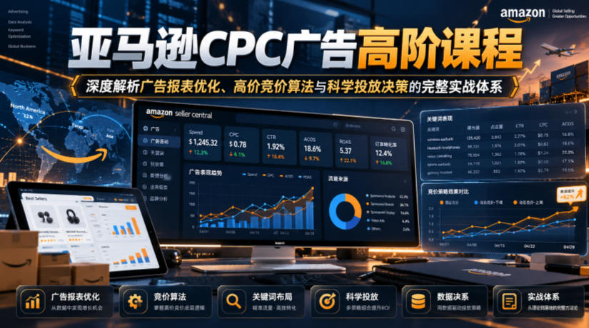 亚马逊CPC广告高阶课程，深度解析广告报表优化、高价竞价算法与科学投放决策的完整实战体系-云创网