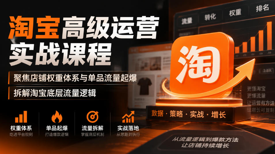淘宝高级运营实战课程，聚焦店铺权重体系与单品流量起爆，拆解淘宝底层流量逻辑-云创网
