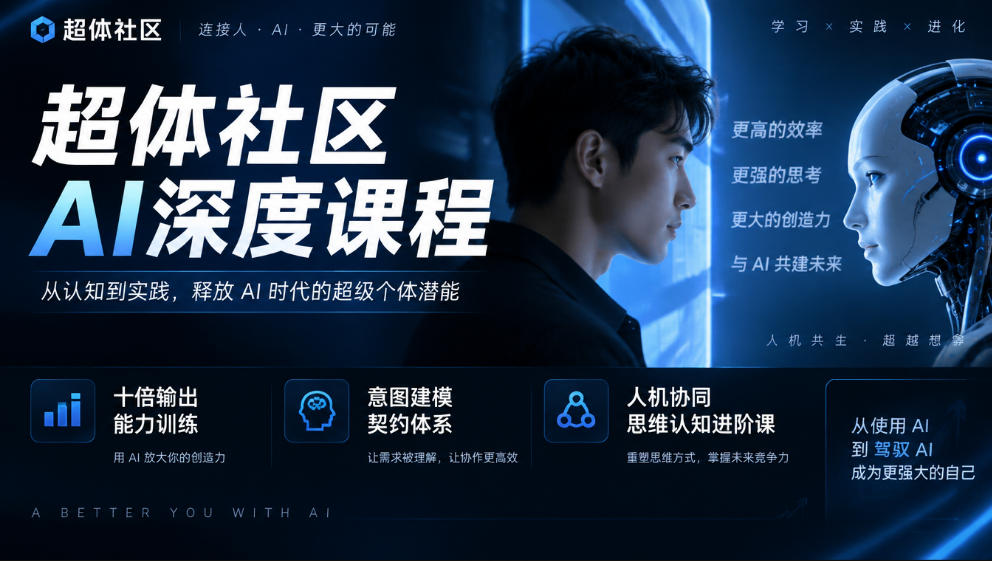 超体社区AI深度课程，十倍输出能力训练，意图建模契约体系，人机协同思维认知进阶课-云创网