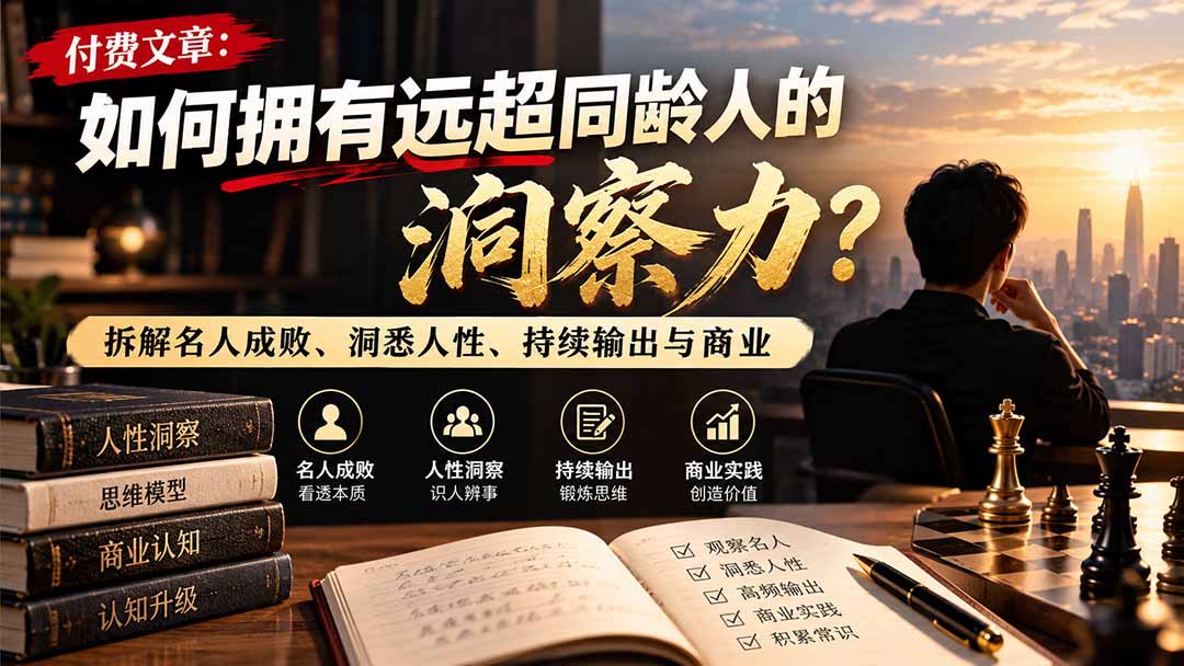 付费文章：如何拥有远超同龄人的洞察力？拆解名人成败、洞悉人性、持续输出与商业实践-云创网