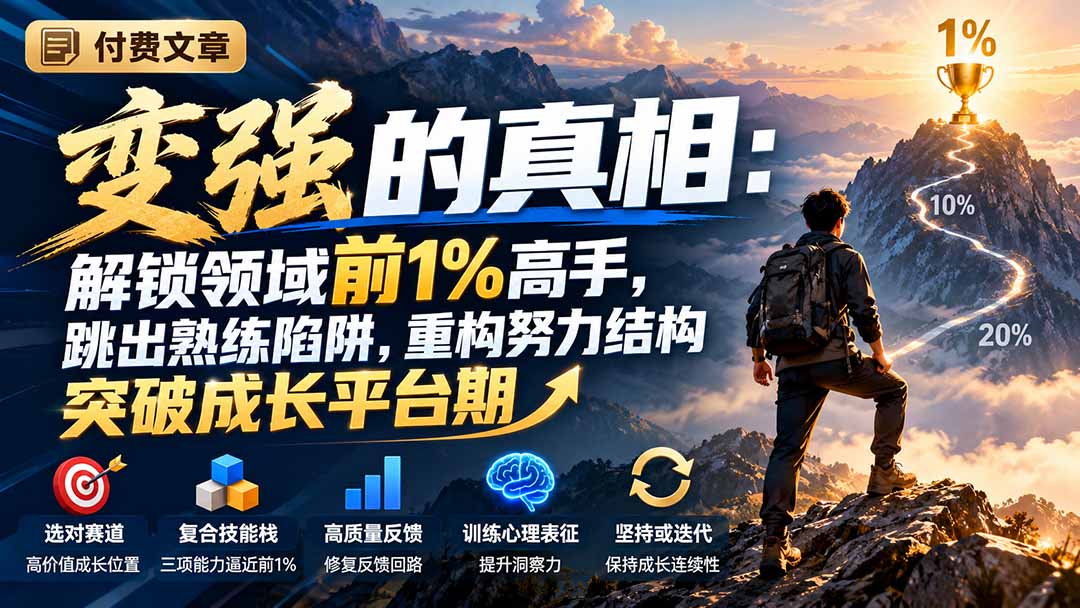 付费文章：变强的真相：解锁领域前1%高手，跳出熟练陷阱，重构努力结构突破成长平台期-云创网