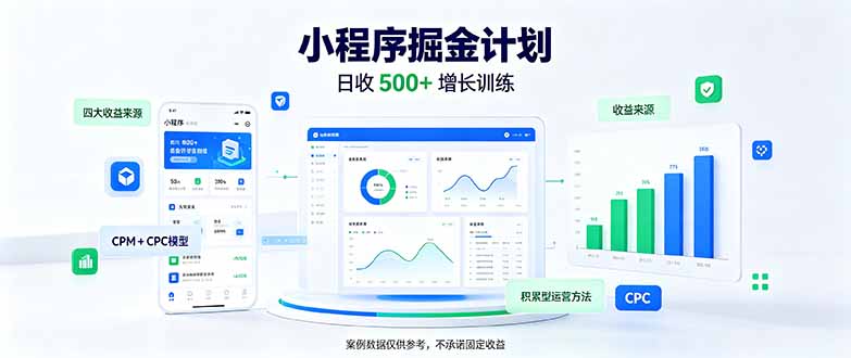 一部手机日入500+，微信小程序掘金计划，四种收入来源，长期稳定可靠-云创网