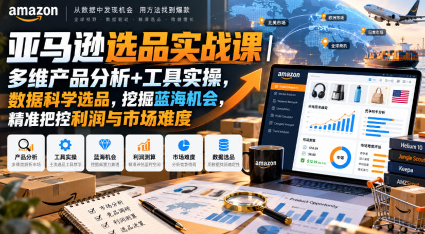 亚马逊选品实战课｜多维产品分析+工具实操，数据科学选品，挖掘蓝海机会，精准把控利润与市场难度-云创网