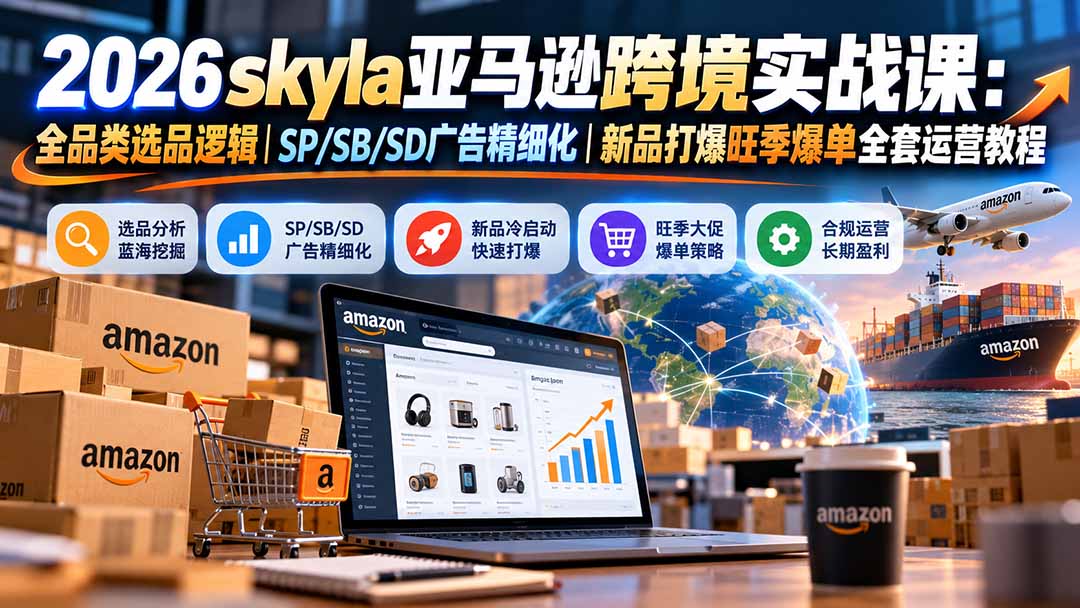 skyla亚马逊跨境实战课-更新1019：全品类选品逻辑｜SP/SB/SD广告精细化｜新品打爆旺季爆单全套运营教程-云创网