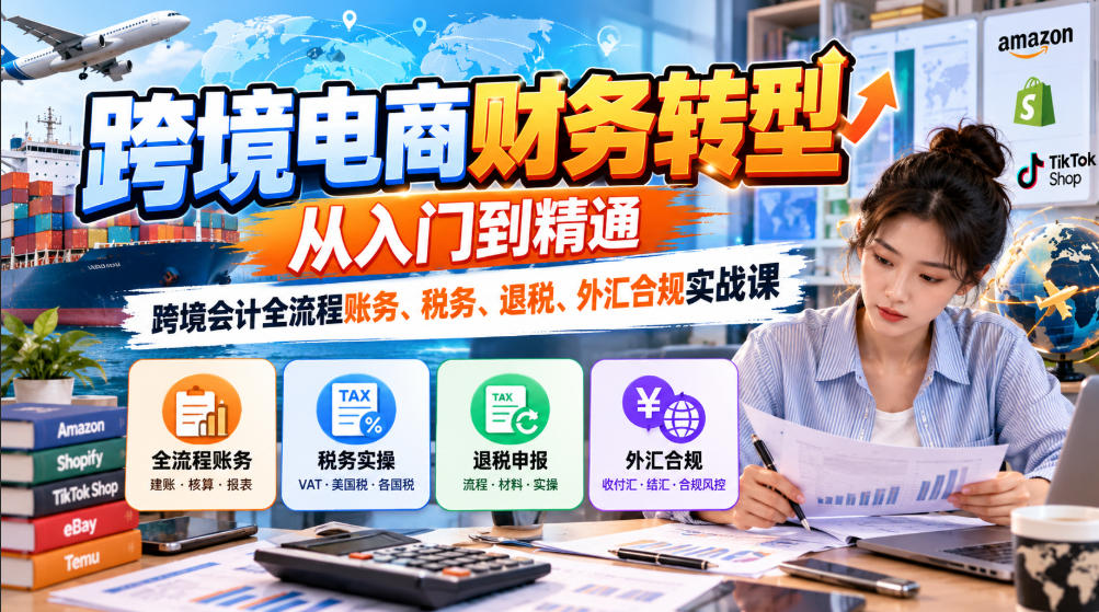 跨境电商财务转型：从入门到精通｜跨境会计全流程账务、税务、退税、外汇合规实战课-云创网