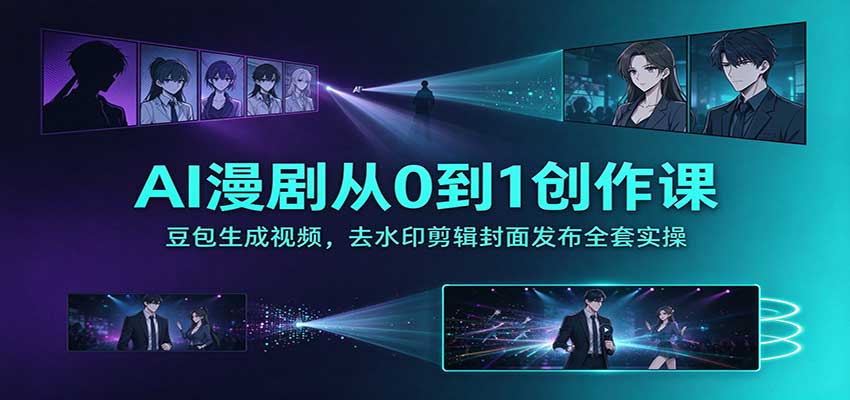 AI漫剧从0到1创作课：豆包生成视频，去水印剪辑封面发布全套实操-云创网