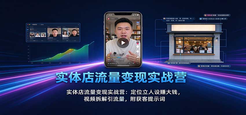 实体店流量变现实战营：定位立人设赚大钱，视频拆解引流量，附获客提示词-云创网