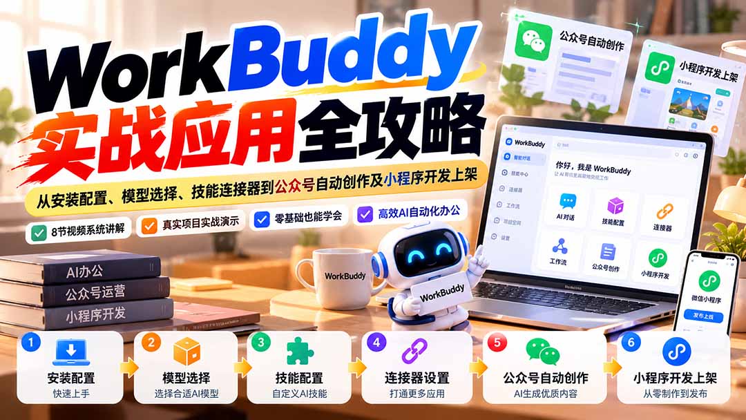 WorkBuddy 实战应用全攻略：从安装配置、模型选择、技能连接器到公众号自动创作及小程序开发上架-云创网