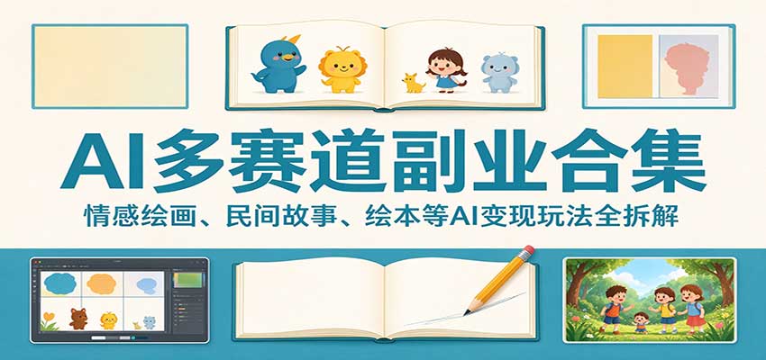AI多赛道副业合集：情感绘画、民间故事、绘本等AI变现玩法全拆解-云创网