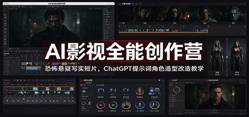 AI影视全能创作营：恐怖悬疑写实短片，ChatGPT提示词角色造型改造教学-云创网
