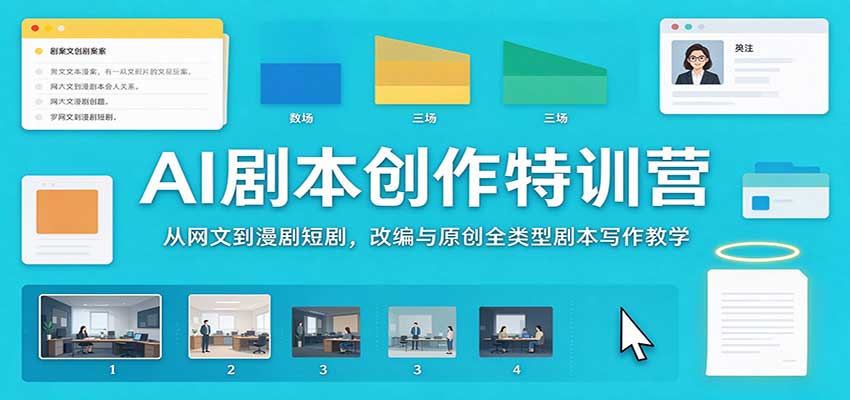 AI剧本创作特训营：从网文到漫剧短剧，改编与原创全类型剧本写作教学-云创网