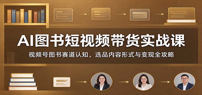 AI图书短视频带货实战课：视频号图书赛道认知，选品内容形式与变现全攻略-云创网