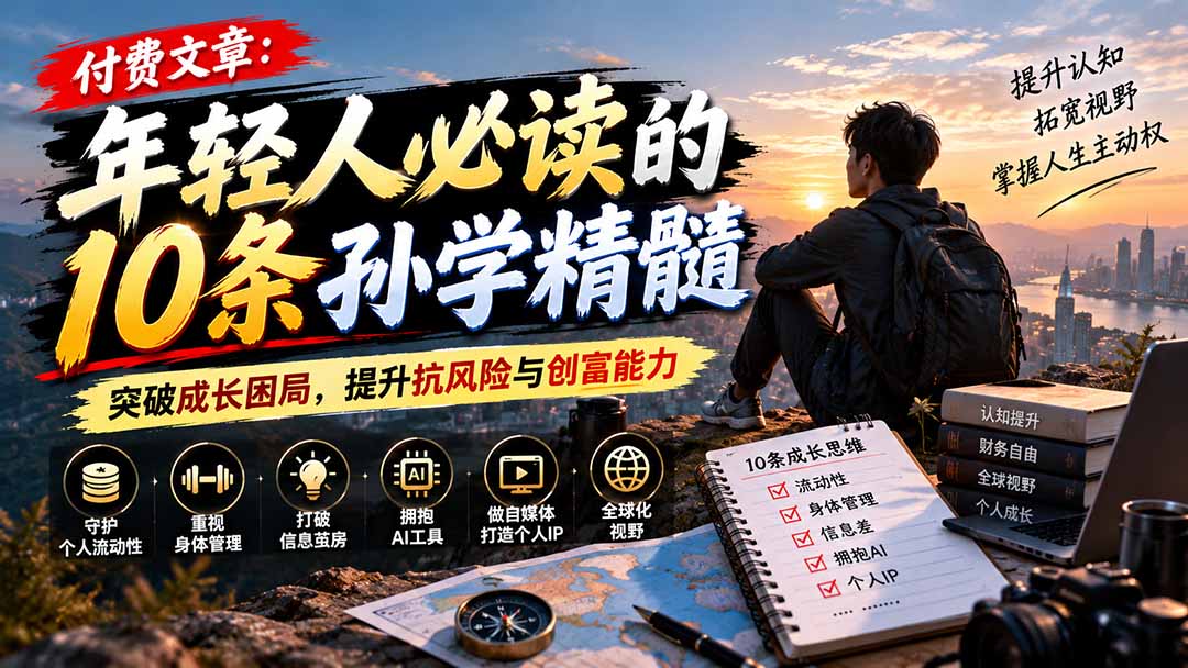 付费文章：年轻人必读的10条孙学精髓，突破成长困局，提升抗风险与创富能力-云创网