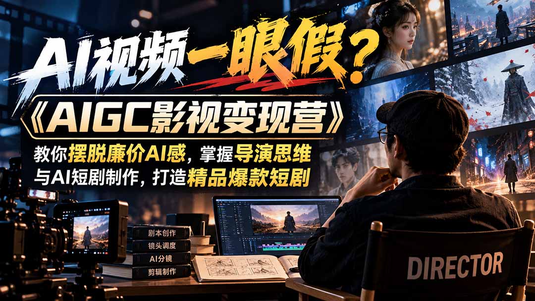 【无水印】AI视频一眼假？《AIGC影视变现营》教你摆脱廉价AI感，掌握导演思维与AI短剧制作，打造精品爆款短剧-云创网