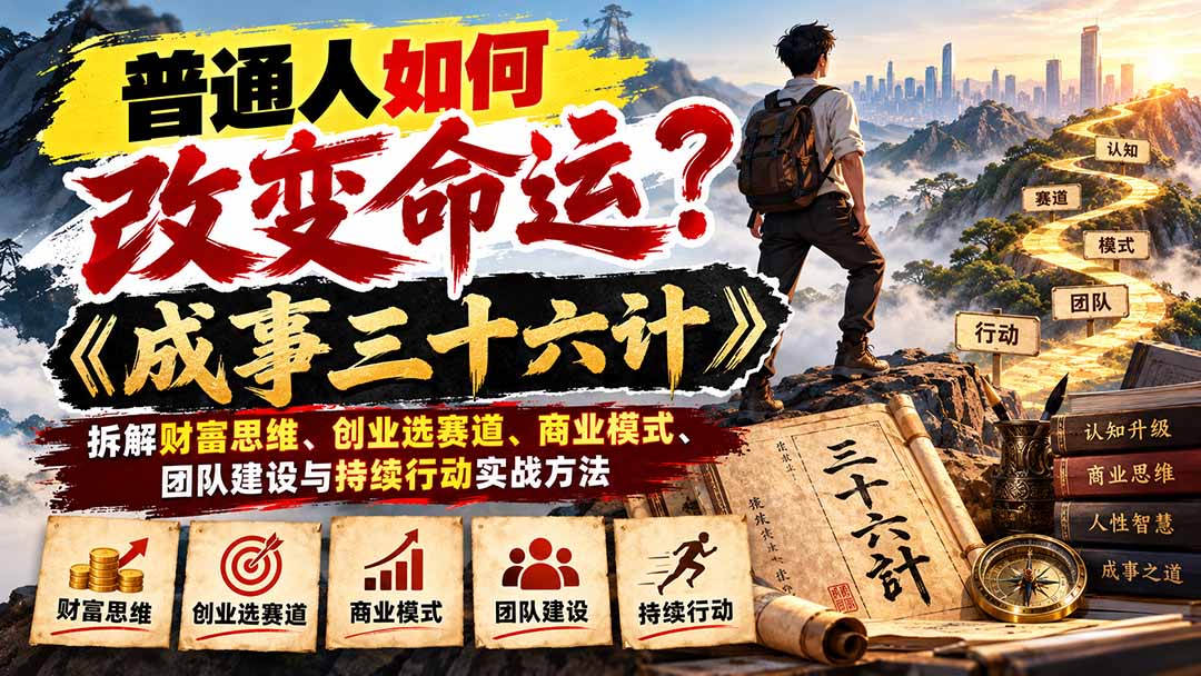 普通人如何改变命运？《成事三十六计》拆解财富思维、创业选赛道、商业模式、团队建设与持续行动实战方法-云创网