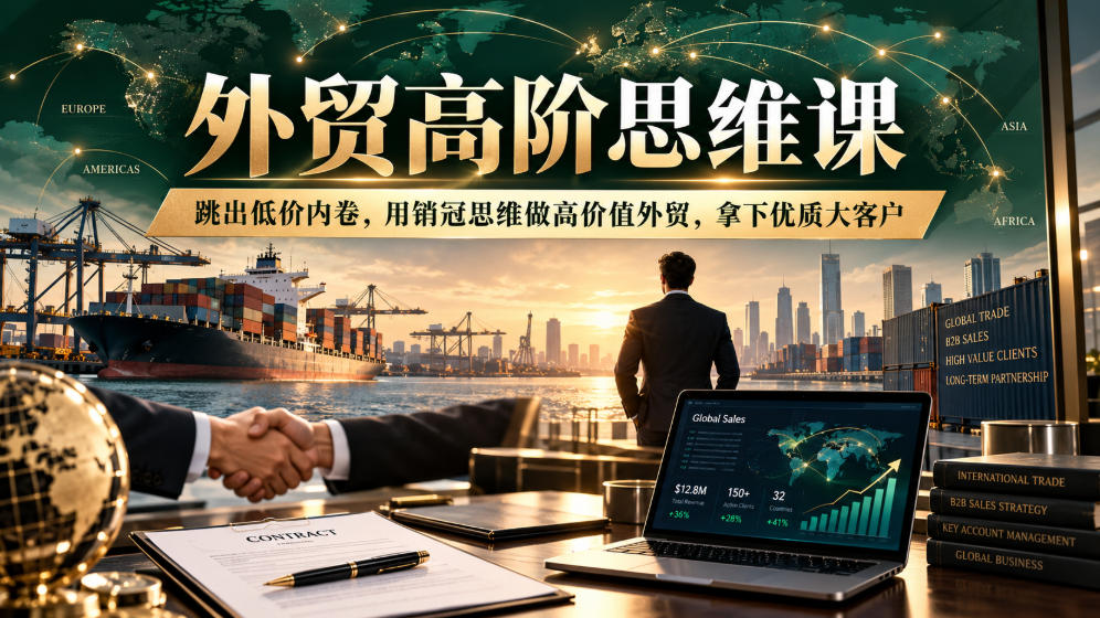 外贸高阶思维课，跳出低价内卷，用销冠思维做高价值外贸，拿下优质大客户-云创网