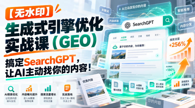 【无水印】生成式引擎优化(GEO)实战课：搞定SearchGPT，让AI主动找你的内容！【原创双语字幕】-云创网