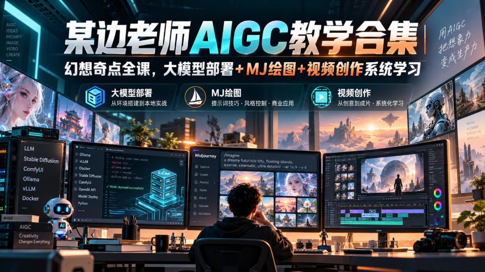 某边老师AIGC教学合集｜幻想奇点全课，大模型部署+MJ绘图+视频创作系统学习-云创网