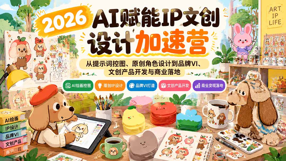 2026AI赋能IP文创设计加速营：从提示词控图、原创角色设计到品牌VI、文创产品开发与商业落地-云创网