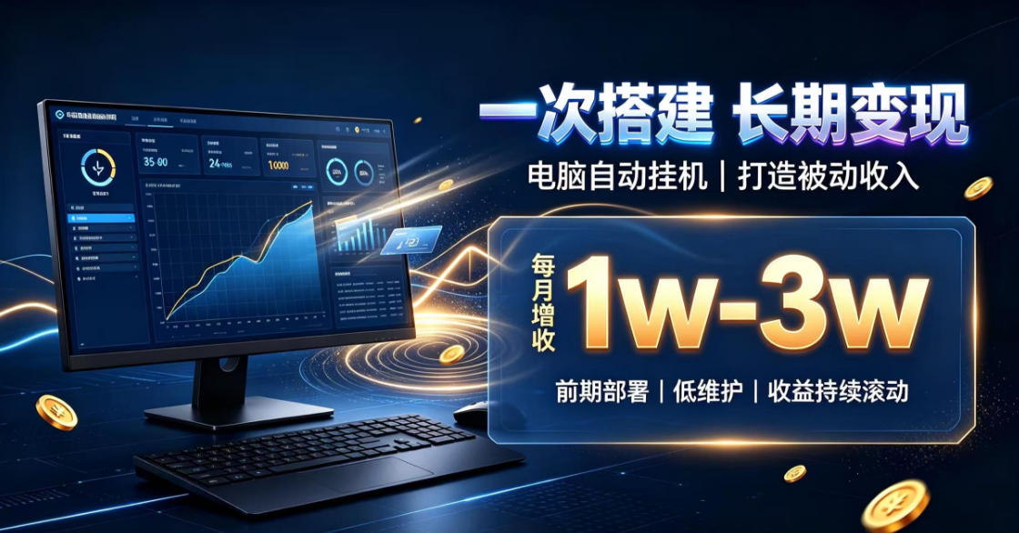 一份投入长期收益，电脑自动挂G类目，搭建被动收入每月增收1w-3w【揭秘】-云创网