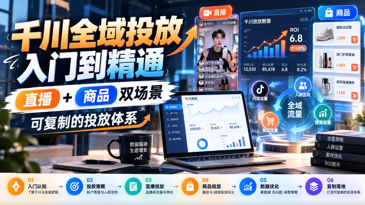 千川全域投放入门到精通，直播+商品双场景，可复制的投放体系(更新1026)-云创网