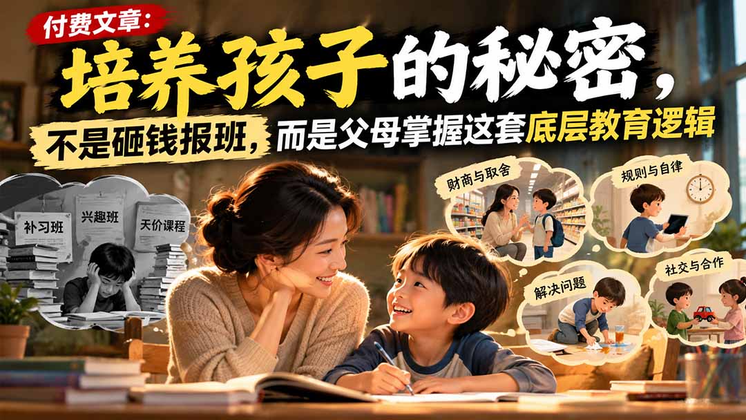 付费文章：培养孩子的秘密，不是砸钱报班，而是父母掌握这套底层教育逻辑-云创网