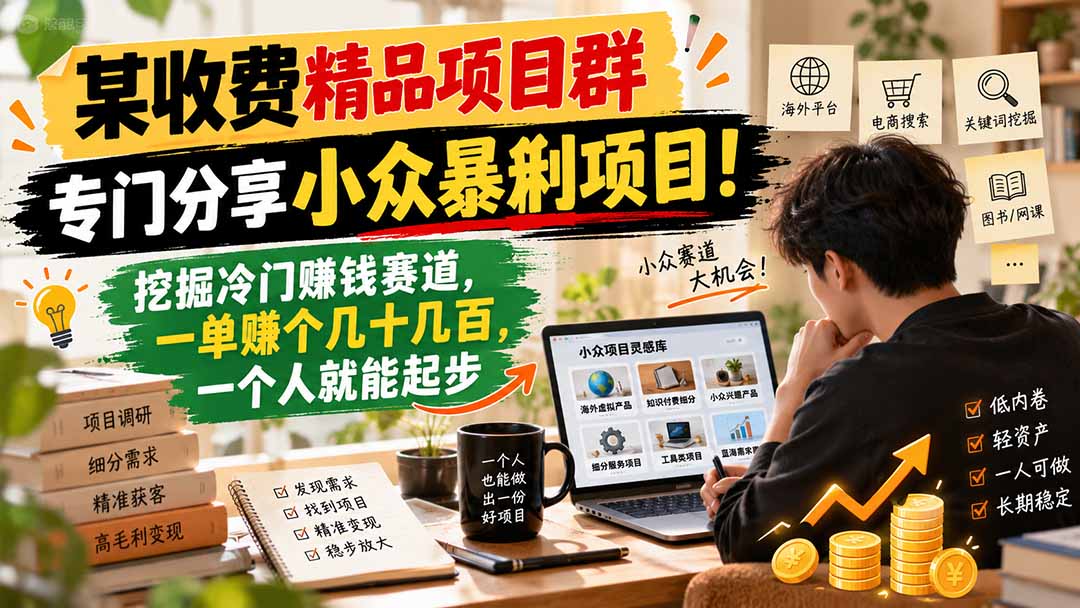 某收费精品项目群，专门分享小众暴俐项目！挖掘冷门赚钱赛道，一单赚个几十几百，一个人就能起步-云创网