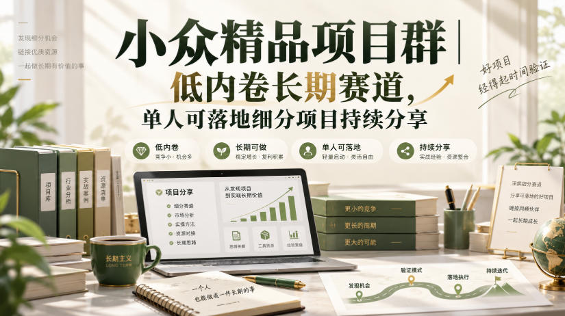 小众精品项目群｜低内卷长期赛道，单人可落地细分项目持续分享-云创网