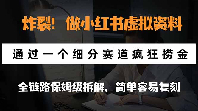 炸裂！做小红书虚拟资料，通过一个细分赛道疯狂捞金，全链路保姆级拆解，简单容易复刻-云创网