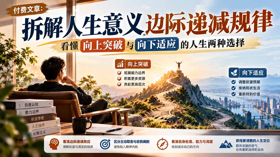 付费文章：拆解人生意义边际递减规律，看懂向上突破与向下适应的人生两种选择-云创网