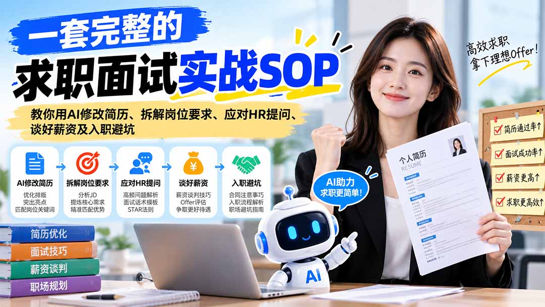 一套完整的求职面试实战SOP：教你用AI修改简历、拆解岗位要求、应对HR提问、谈好薪资及入职避坑-云创网