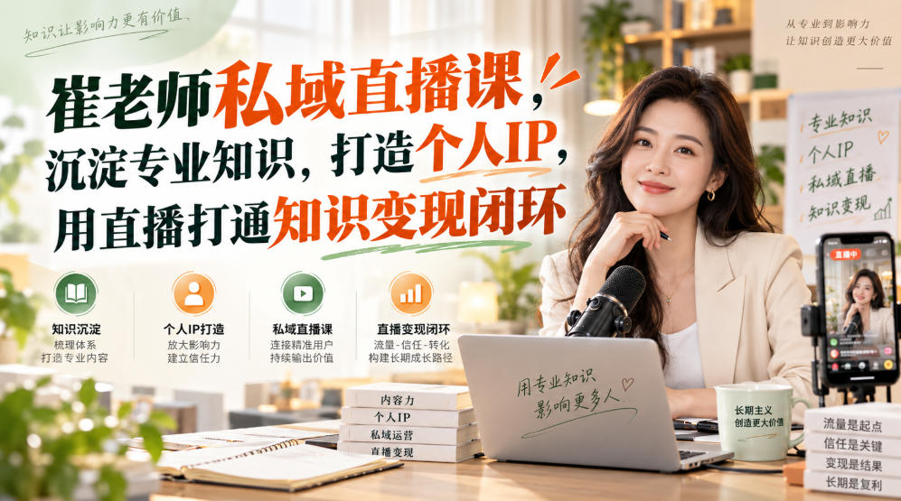 崔老师私域直播课，沉淀专业知识，打造个人IP，用直播打通知识变现闭环-云创网