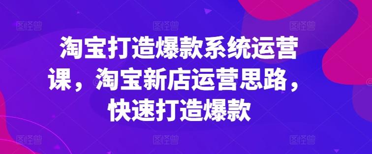 淘宝打造爆款系统运营课，淘宝新店运营思路，快速打造爆款-云创网