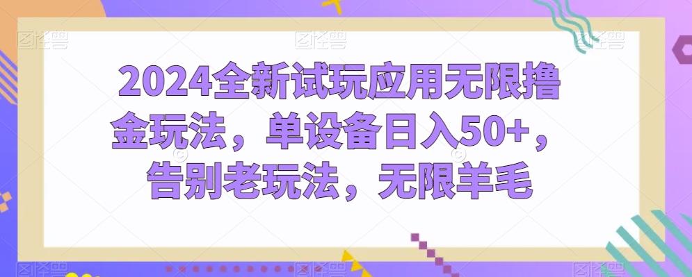 2024全新试玩应用无限撸金玩法，单设备日入50+，告别老玩法，无限羊毛【揭秘】-云创网
