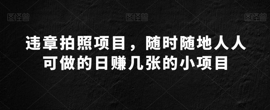 违章拍照项目，随时随地人人可做的日赚几张的小项目-云创网