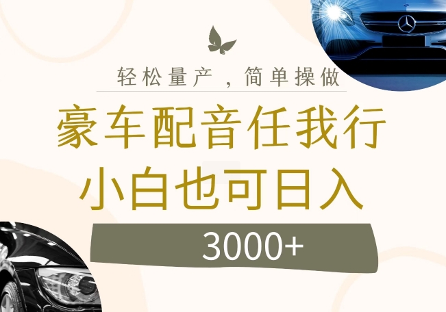 不为人知的暴力小项目，豪车配音，日入几张【揭秘】-云创网