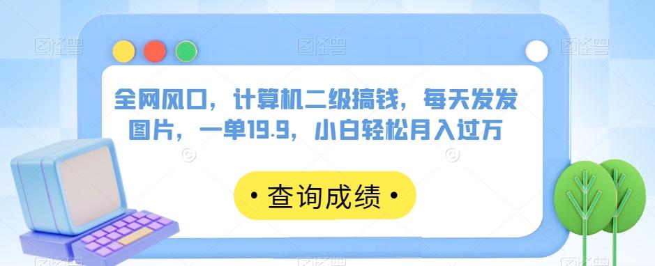 全网风口，计算机二级搞钱，每天发发图片，一单19.9，小白轻松月入过万【揭秘】-云创网