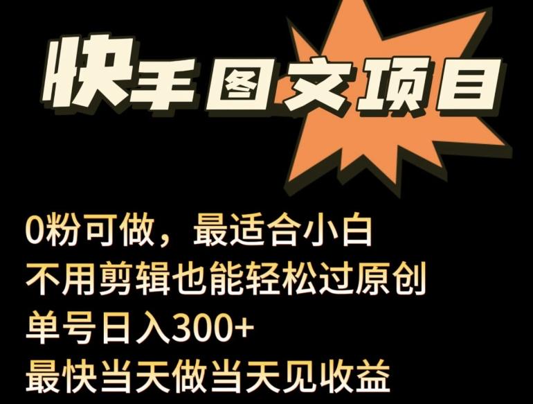 24年最新快手图文带货项目，零粉可做，不用剪辑轻松过原创单号轻松日入300+【揭秘】-云创网