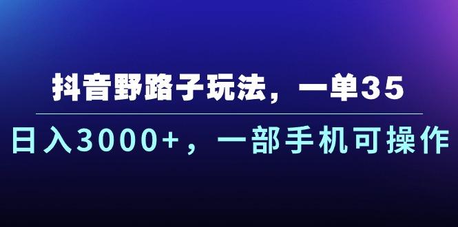 抖音野路子玩法，一单35.日入3000+，一部手机可操作-云创网