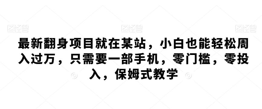 最新翻身项目就在某站，小白也能轻松周入过万，只需要一部手机，零门槛，零投入，保姆式教学-云创网