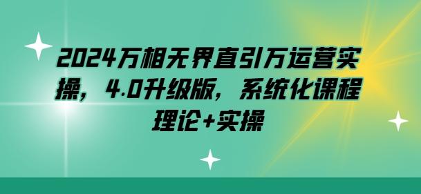 2024万相无界直引万运营实操，4.0升级版，系统化课程 理论+实操-云创网