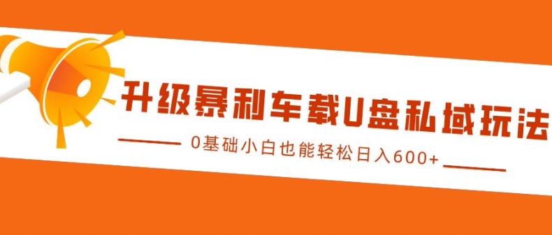 升级暴利车载U盘私域玩法，0基础小白也能轻松日入多张【揭秘】-云创网